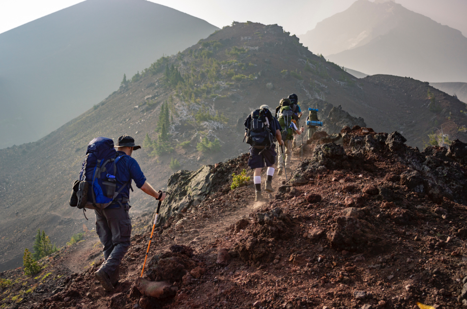 group of people on a trekking